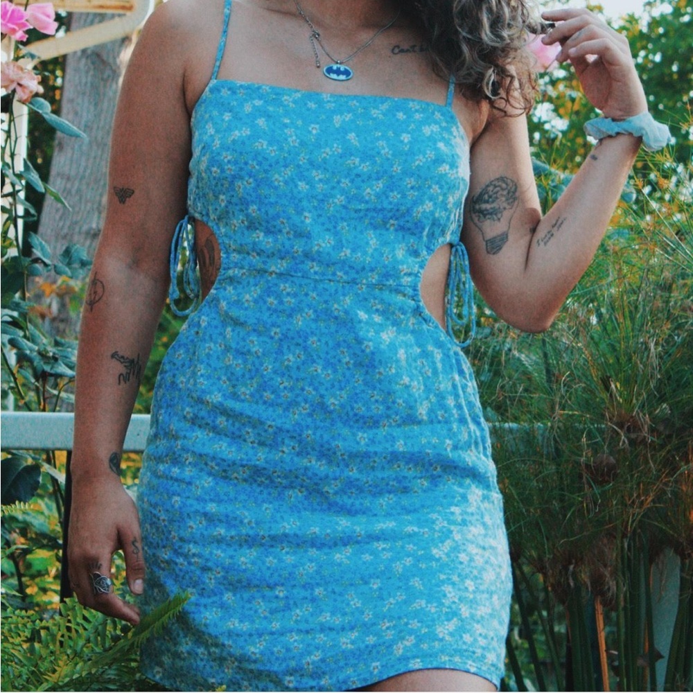 Abercrombie & Fitch Blue Spaghetti Strap Mini Dress